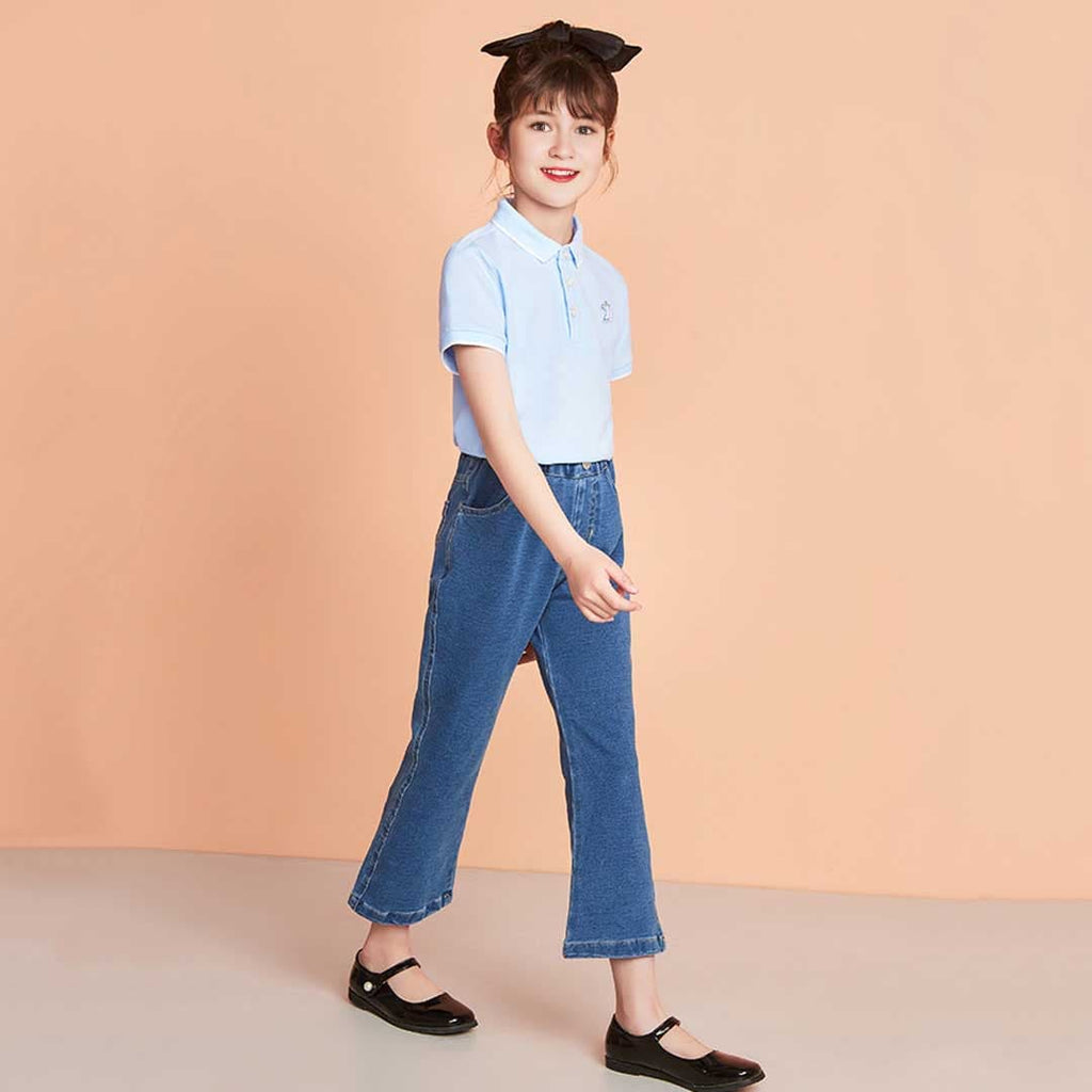 Girls Short Sleeve Polo Neck T-Shirt Tshirts   