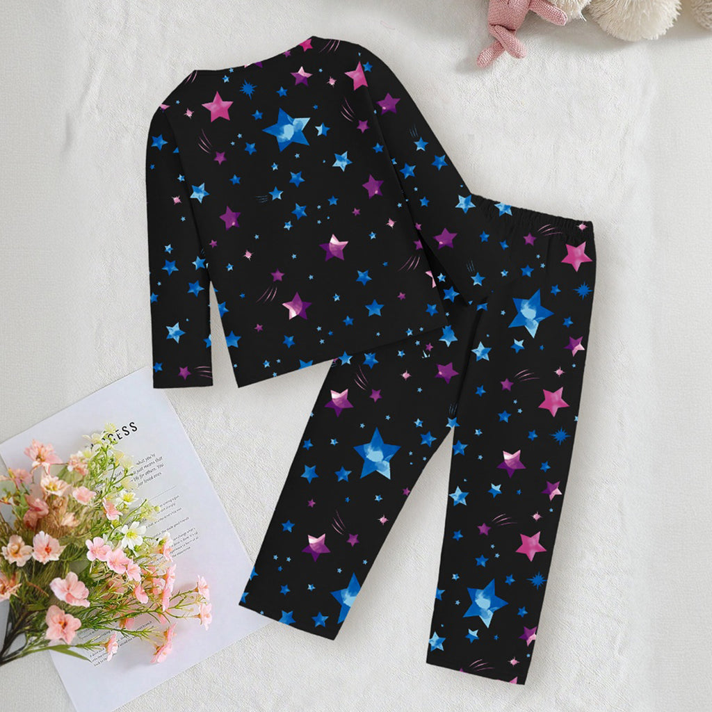 Girls Black Unicorn Printed Glow in the Dark T-Shirt & Pajama Winter Set 2 pc. Sets