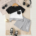 Boys Multicolor Short Sleeves T-Shirt With Grey Shorts Set 2 pc. Sets Grey 3-4 Y