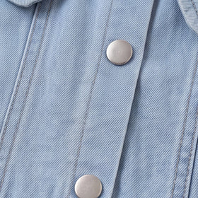Girls White Long Sleeve Shirt Dress With Denim Vest Casual Dresses
