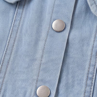 Girls White Long Sleeve Shirt Dress With Denim Vest Casual Dresses