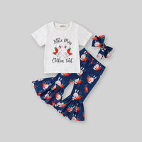 Girls Bunny Print T-Shirt With Pants & Headband 3 pc. Sets   