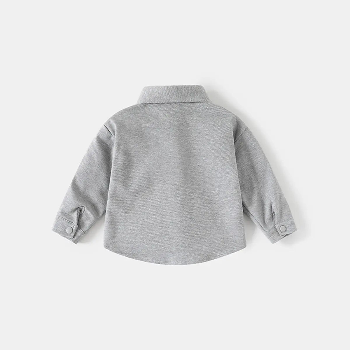 Boys Light Grey Textured Long Sleeve Shirt with Pocket Shirts