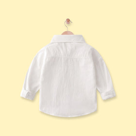 Boys White Embroidered Long Sleeve Shirt Shirts