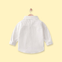 Boys White Embroidered Long Sleeve Shirt Shirts
