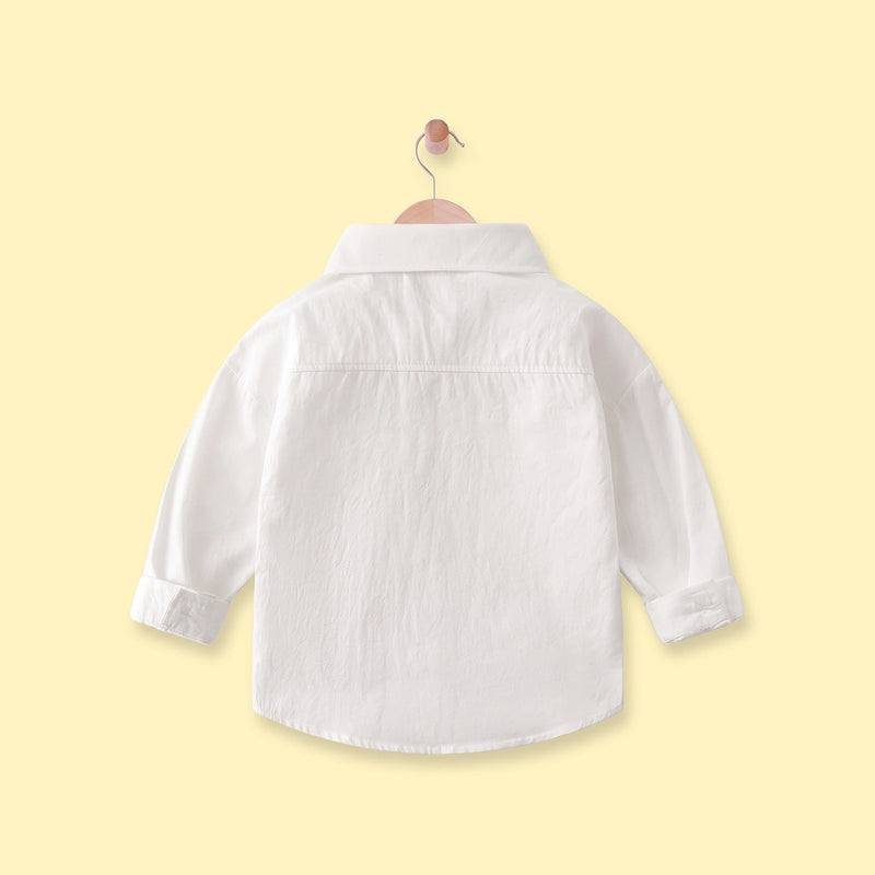 Boys White Embroidered Long Sleeve Shirt Shirts