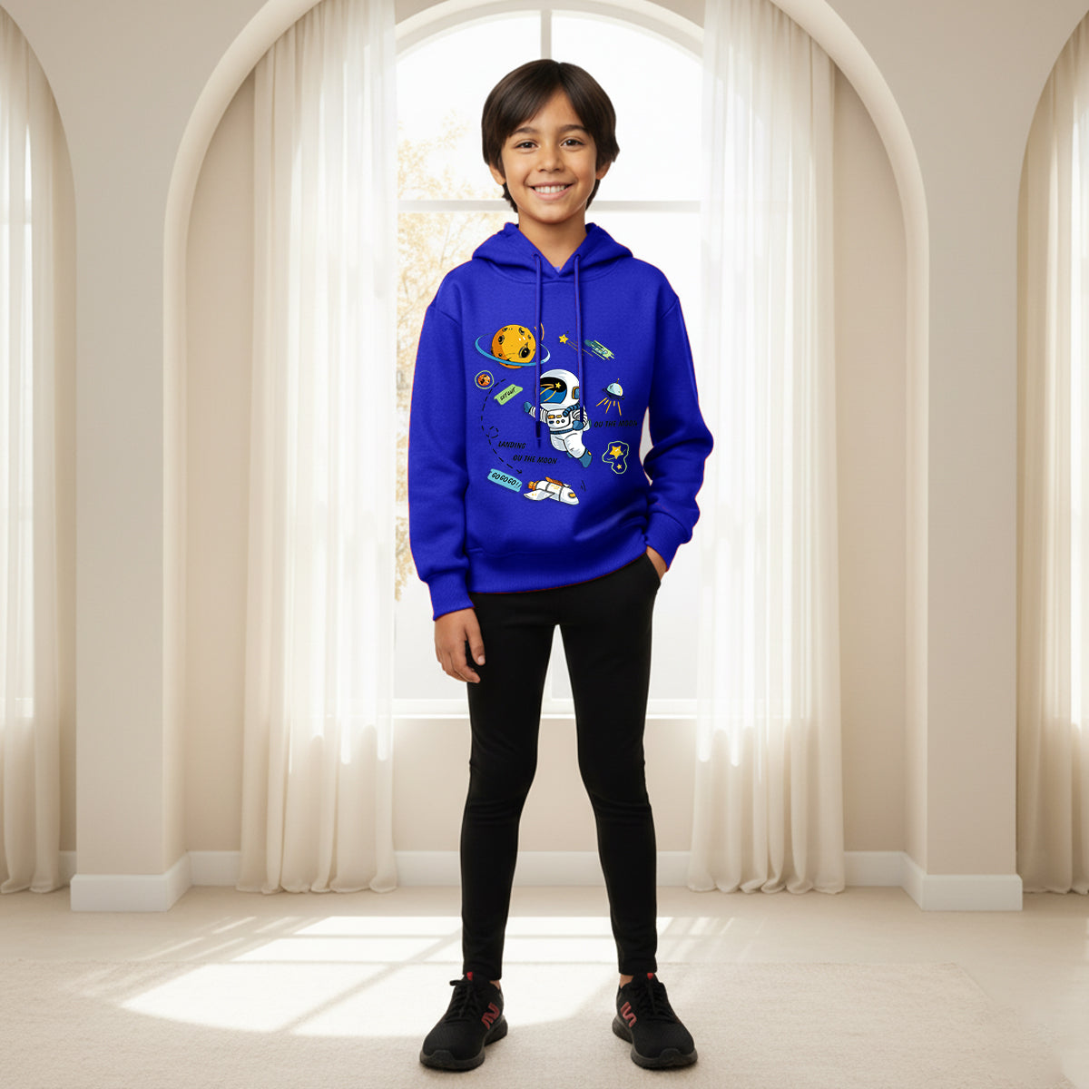 Boys Royal Blue Space Graphics Hoodies Sweatshirt Sweatshirts & Hoodies Royal Blue 5-6 Y