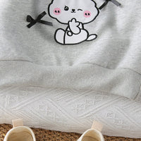 Girls Grey Rabbit Printed Sweatshirt With Pants Set 2 pc. Sets