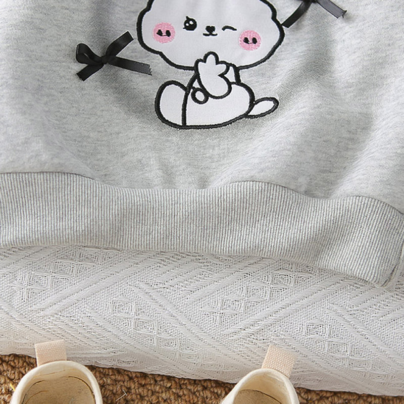 Girls Grey Rabbit Printed Sweatshirt With Pants Set 2 pc. Sets