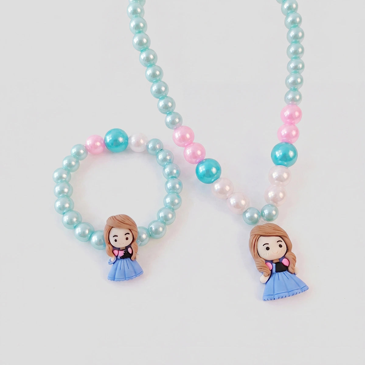 Pack Of 3 Girls Multicolour Princess Beaded Necklace & Bracelet Sets Necklace and Bracelet