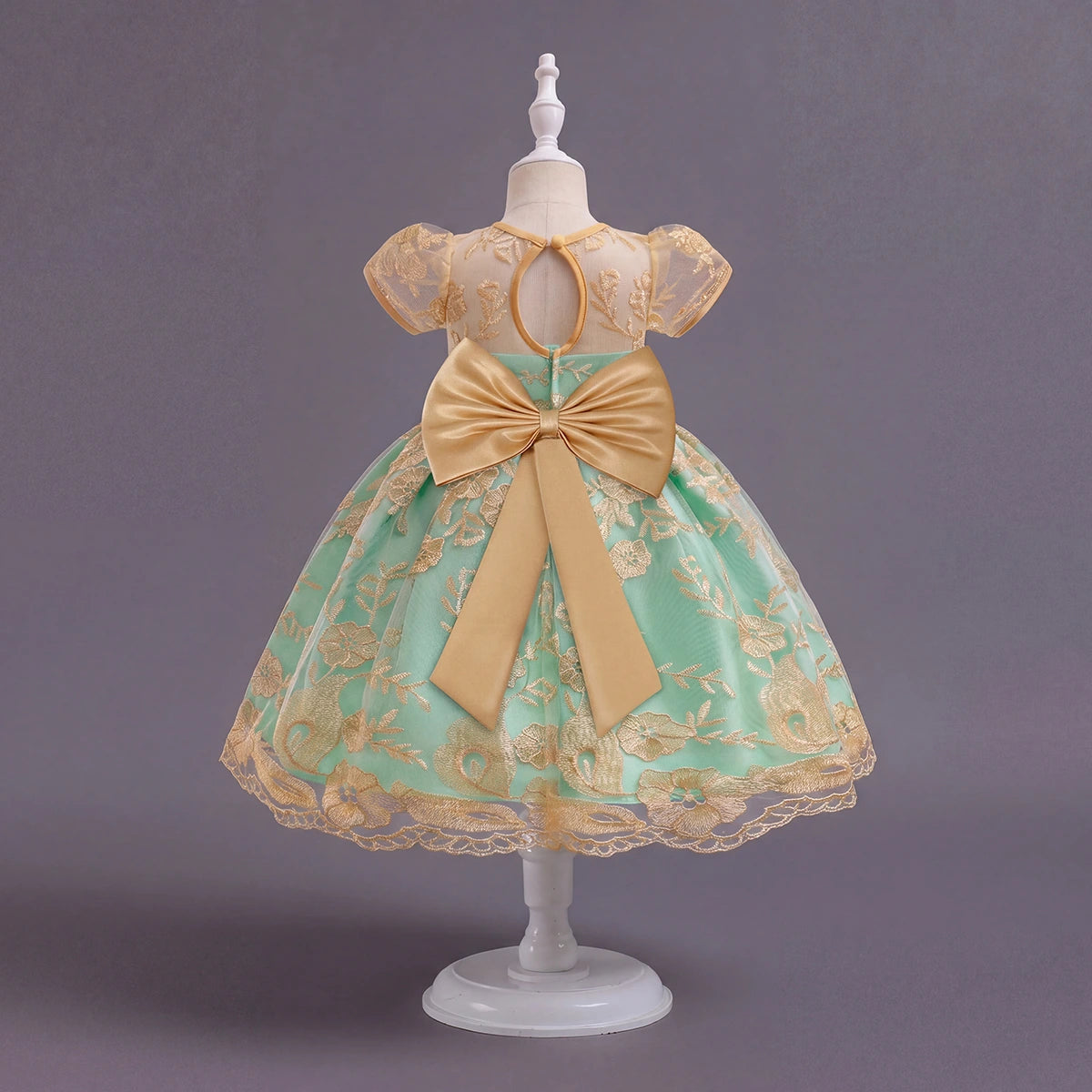 Girls Sea Green Floral Embroidered Fit & Flare Party Wear Dress Party Dresses