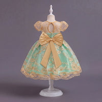 Girls Sea Green Floral Embroidered Fit & Flare Party Wear Dress Party Dresses