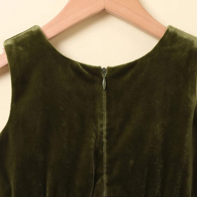 Girls Olive Green Sleeveless Fit & Flare Party Dress Party Dresses