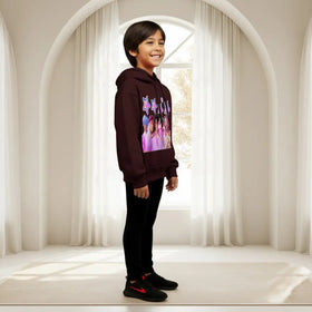 Boys Maroon K-Pop Star Graphics Hoodie Sweatshirts & Hoodies