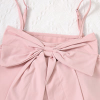 Girls Pink Shoulder Strap Crop Top With Floral Embroidered Skirt Set 2 pc. Sets