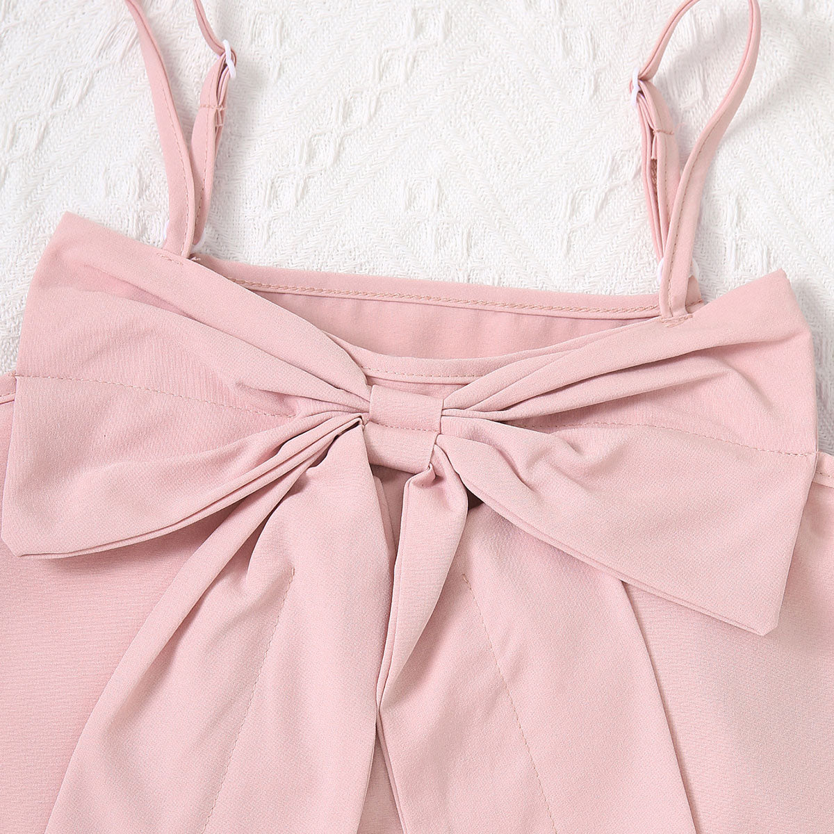 Girls Pink Shoulder Strap Crop Top With Floral Embroidered Skirt Set 2 pc. Sets