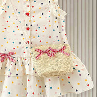 Girls Beige Polka Dot Print Ruffle Drop-Waist Dress Casual Dresses