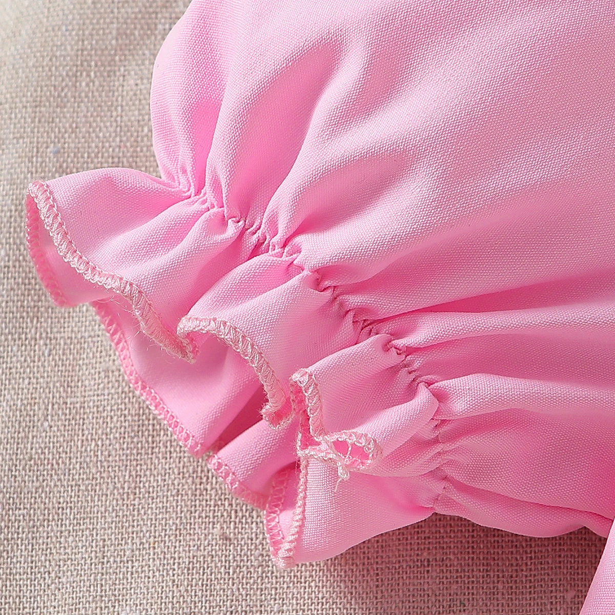 Girls Pink Flower applique Puff Sleeve Peplum Top With Denim Shorts Sets 2 pc. Sets