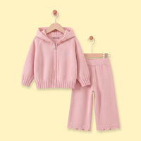 Girls Pink Hooded Zip-up Sweater & Pants Co-ord Sets Sets Pink 1-2 Y