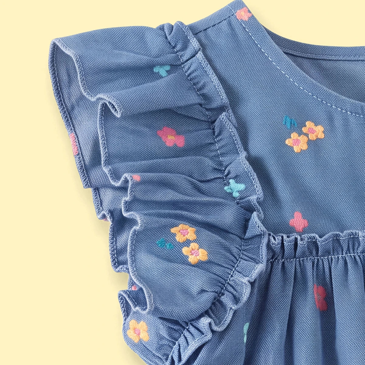 Girls Blue Floral Short Sleeve A-Line Dress Casual Dresses