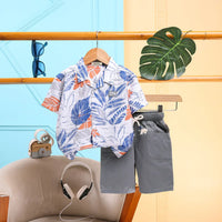 Boys Blue Tropical Printed Shirt With Shorts Sets Sets Blue 6-12 M