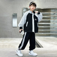 Boys Black Embroidered Sweatshirt With Jogger Sets Sets