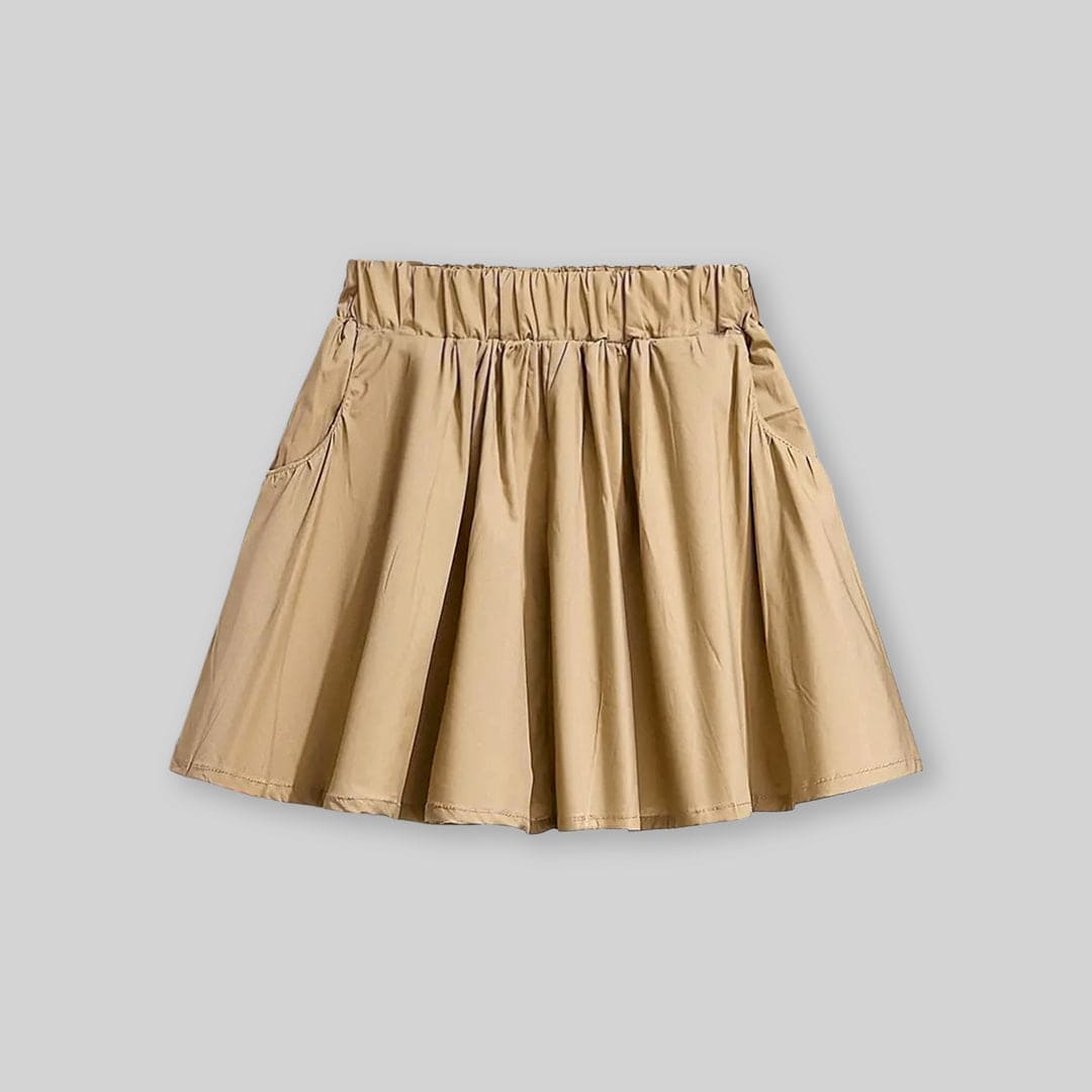 Girls Puff Sleeves Peter Pan Collar Top With Skirt Sets   