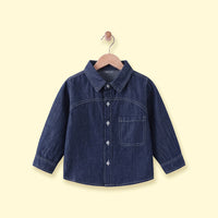 Boys Dark Blue Long Sleeve Denim Shirt Shirts Dark Blue 1-2 Y