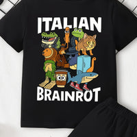 Boys Black Graphic Short Sleeve T-Shirt With Shorts Sets 2 pc. Sets