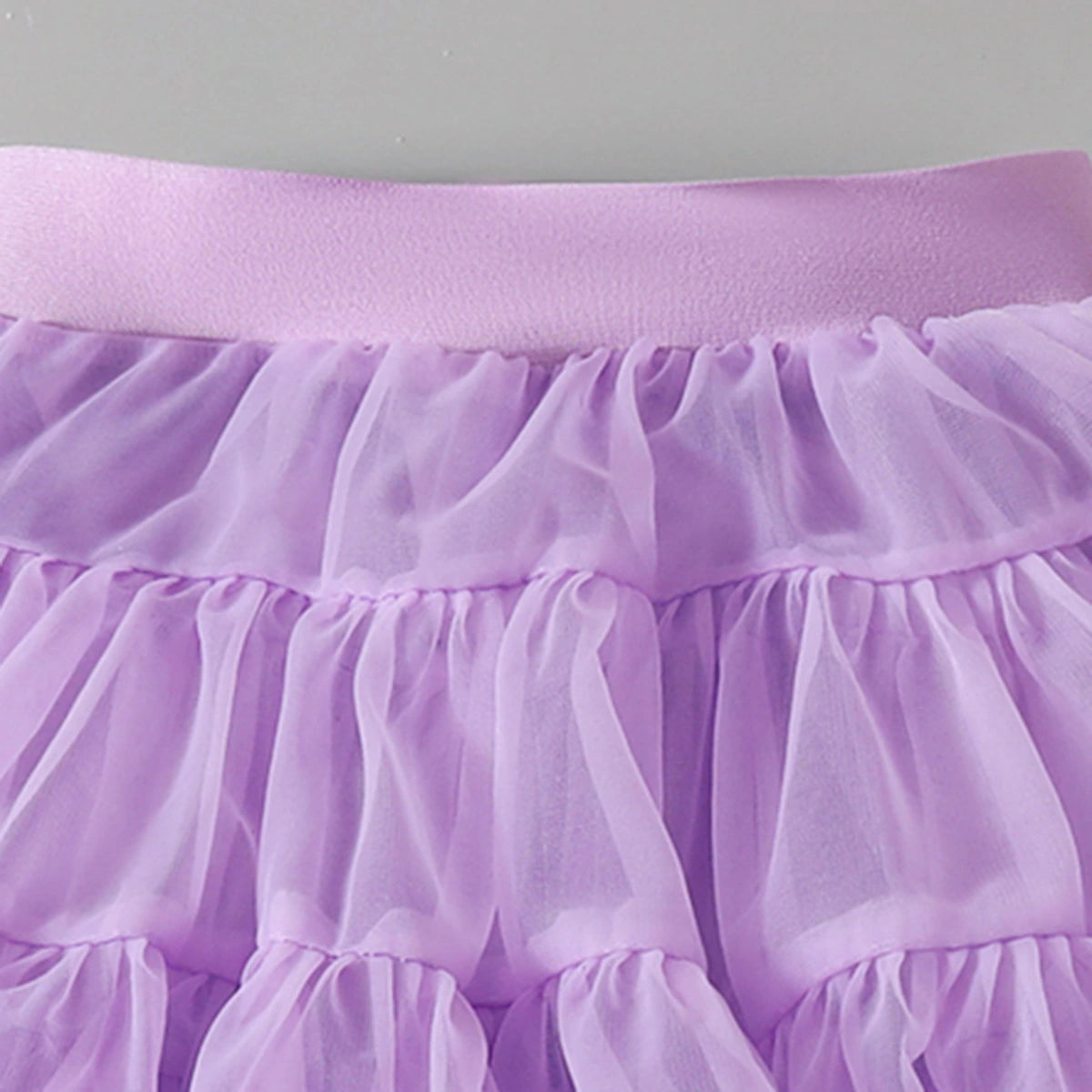 Girls Flower Applique Top With Purple Tiered Tulle Skirts Set Sets