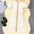 Girls White Puff Sleeve Embroidered Dress Casual Dresses White 6-7 Y