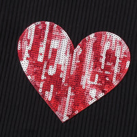 Girls Black Heart Print Puff Sleeve Top With Pants Sets 2 pc. Sets