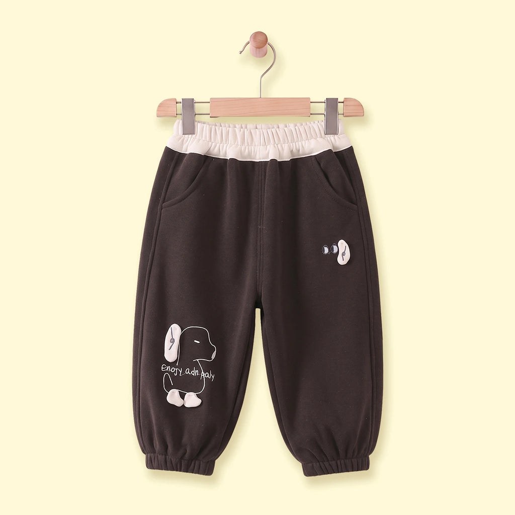 Boys Dark Brown Embroidered Jogger Joggers Dark Brown 1-2 Y