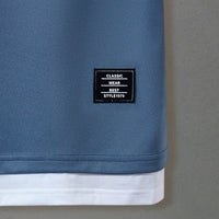 Boys Blue Solid Short Sleeves Bottom Contrast Trimmed T-Shirt Tshirts