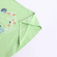 Girls Green Graphic Printed Short Sleeve T-shirts With Elasticated Legging Sets Sets