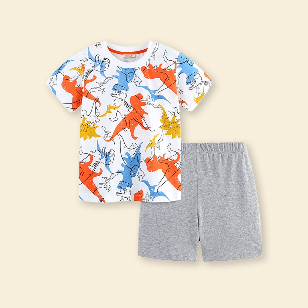 Boys Dinosaur Print T-Shirt With Shorts Set Sets   