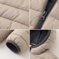 Boys Beige Hooded Zip-up Puffer Jacket Coats & Jackets
