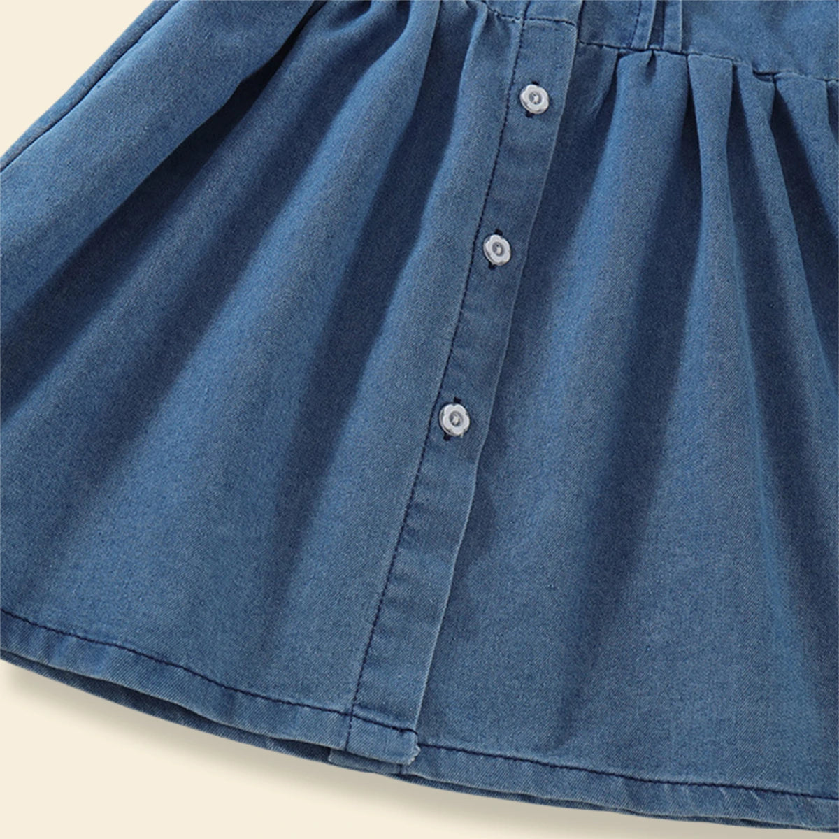 Girls Blue Flutter Sleeve Light Wash Denim A-Line Dress Casual Dresses