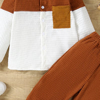 Boys Brown Corduroy Shirt With Pant Sets Sets