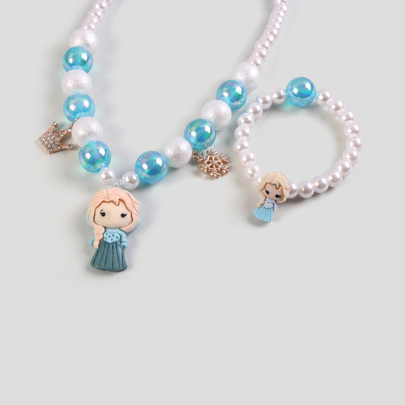 Pack Of 3 Girls Multicolour Princess Beads Necklace & Bracelet Sets Necklace and Bracelet
