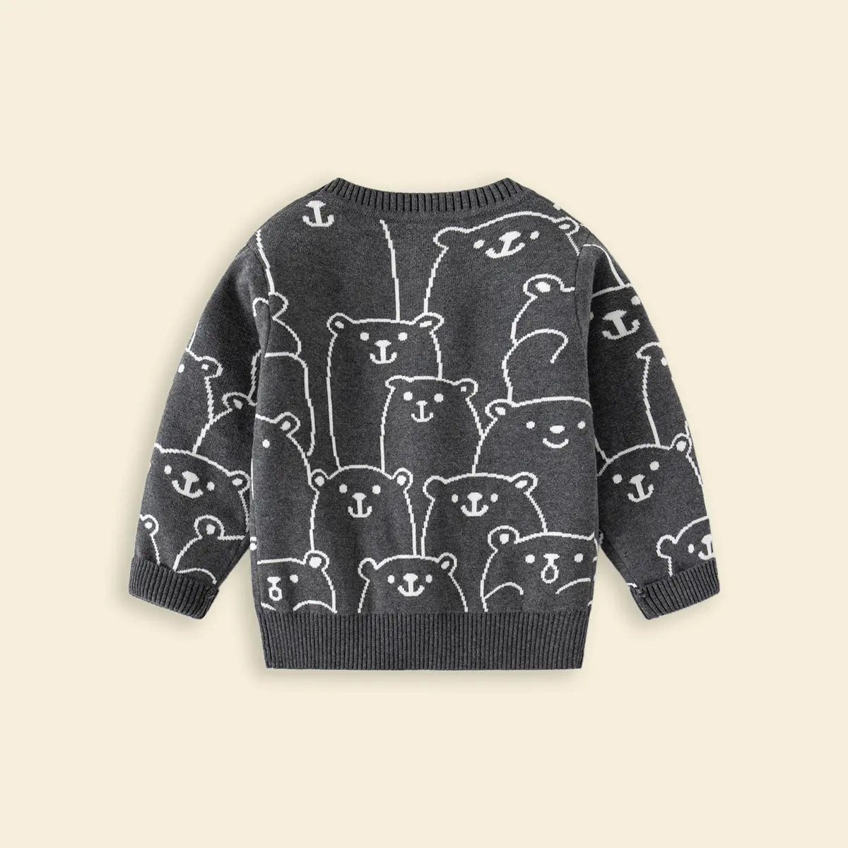 Boys Dark Grey Self-Design Button Down Cardigan Sweaters & Cardigans