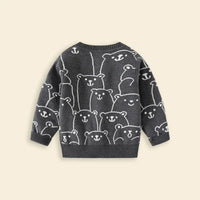 Boys Dark Grey Self-Design Button Down Cardigan Sweaters & Cardigans
