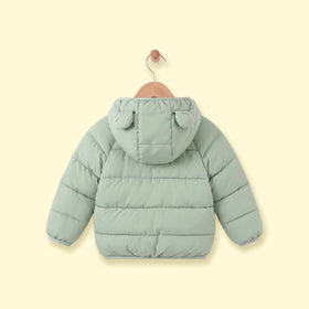 Boys Sage Green Bear Ear On Hood Quilted Zip-up Jacket Coats & Jackets