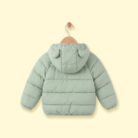 Boys Sage Green Bear Ear On Hood Quilted Zip-up Jacket Coats & Jackets