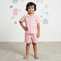 Boys Pink Seashell Printed Short Sleeve Shirt With Printed Elasticated Shorts Sets Sets Pink 6-9 M