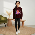Girls Maroon Graphics Regular Sweatshirt Sweatshirts & Hoodies Maroon 1-2 Y