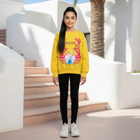 Girls Yellow Princess Graphics Round Neck Sweatshirt Sweatshirts & Hoodies Yellow 3-4 Y