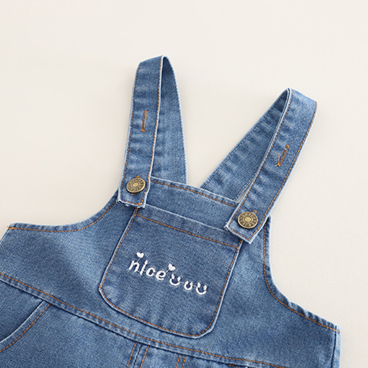 Boys Orange Typographic Printed Short Sleeves Shirt With Denim Dungaree Set 2 pc. Sets