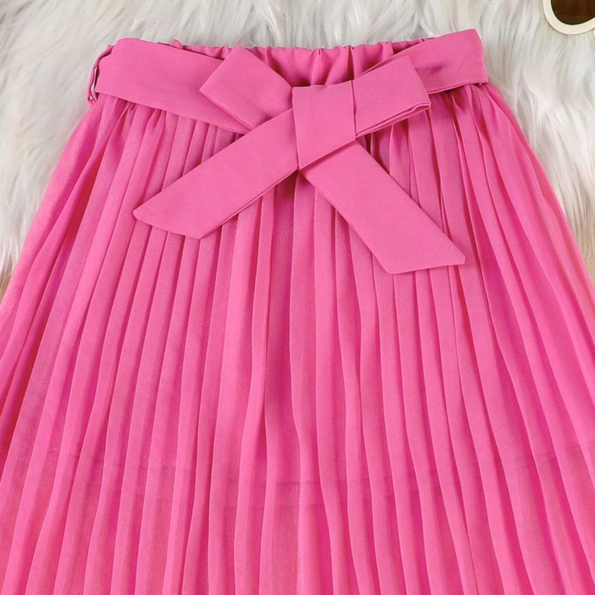 Girls Pink Sleeveless Top With Pleated Flared Skirt Sets 2 pc. Sets