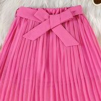 Girls Pink Sleeveless Top With Pleated Flared Skirt Sets 2 pc. Sets